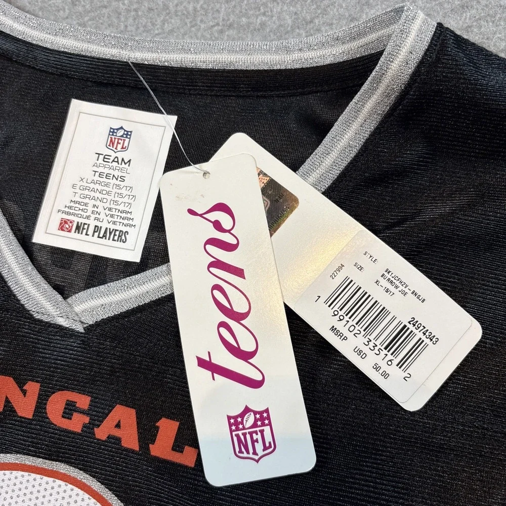 Joe Burrow Bengals Black Jersey Teen Girls Sz XL NFL Team Apparel Brand New